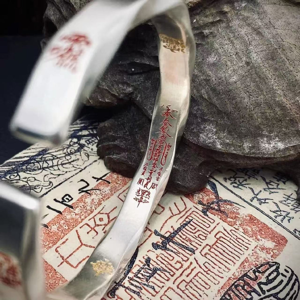 Taoist Fortune &amp; Protection Silver Bangle - DAO&NATURE