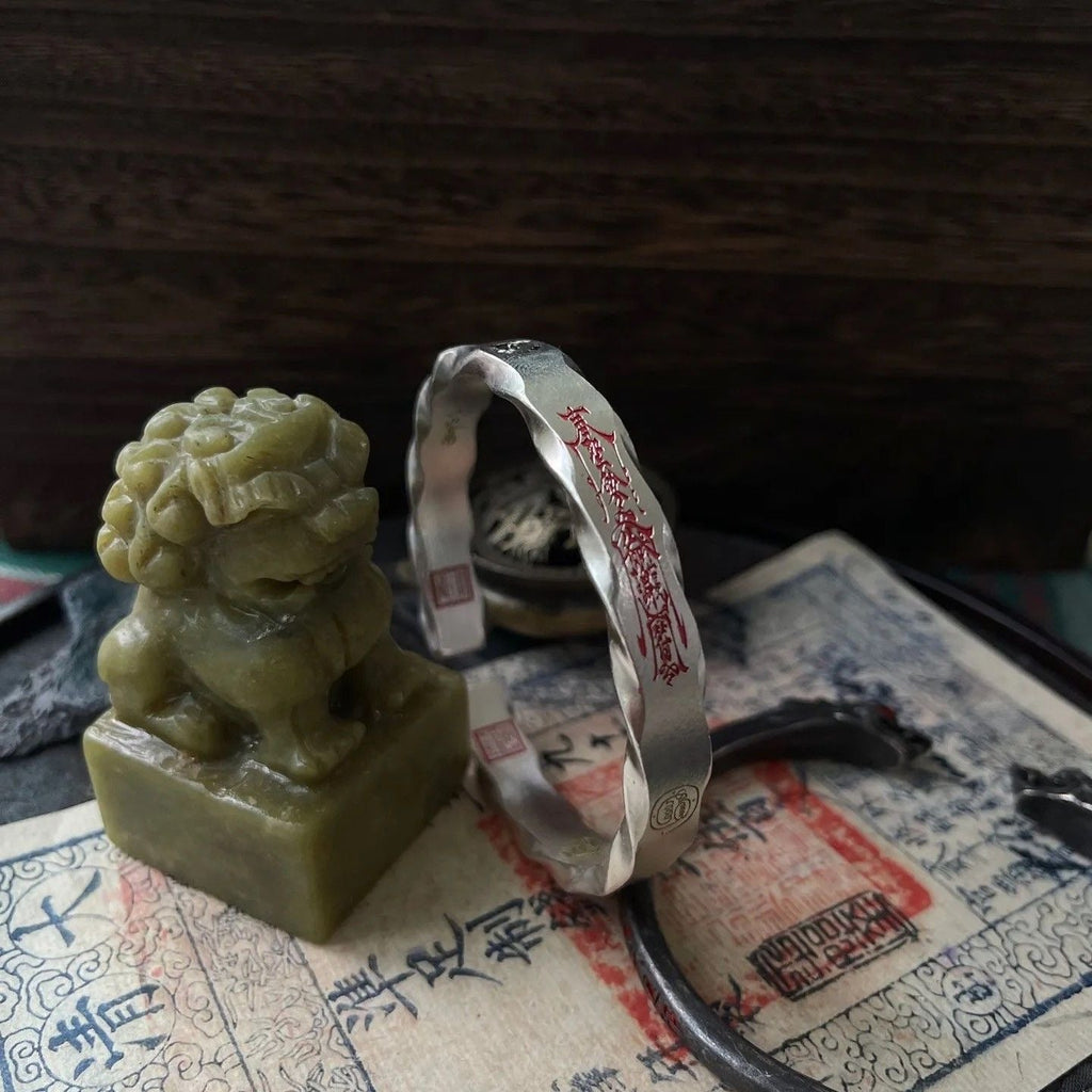 Taoist Fortune &amp; Protection Silver Bangle - DAO&NATURE