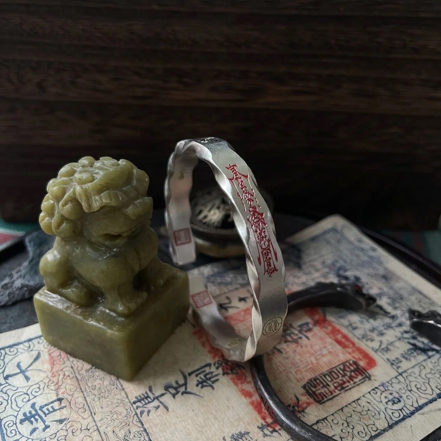 Taoist Fortune &amp; Protection Silver Bangle - DAO&NATURE
