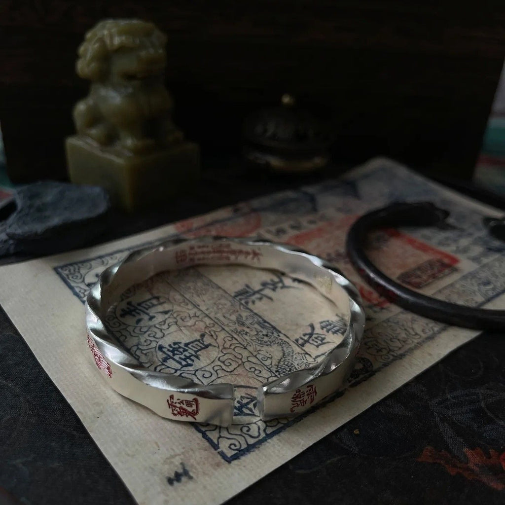 Taoist Fortune &amp; Protection Silver Bangle - DAO&NATURE