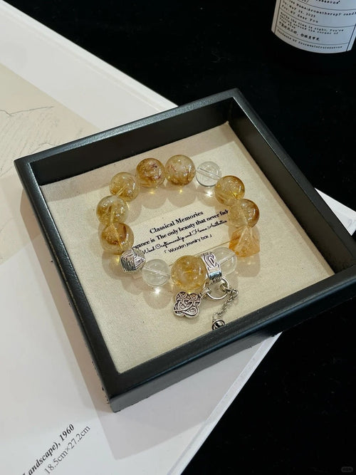 "Wealth & Clarity" Yellow Tower Quartz & Clear Quartz Bracelet | Confidence & Fortune - DAO&NATURE